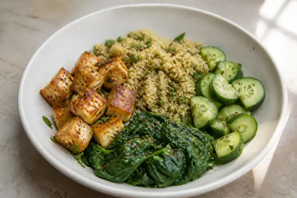 Persian Osteoporosis-Support Paneer Quinoa Cucumber Plate