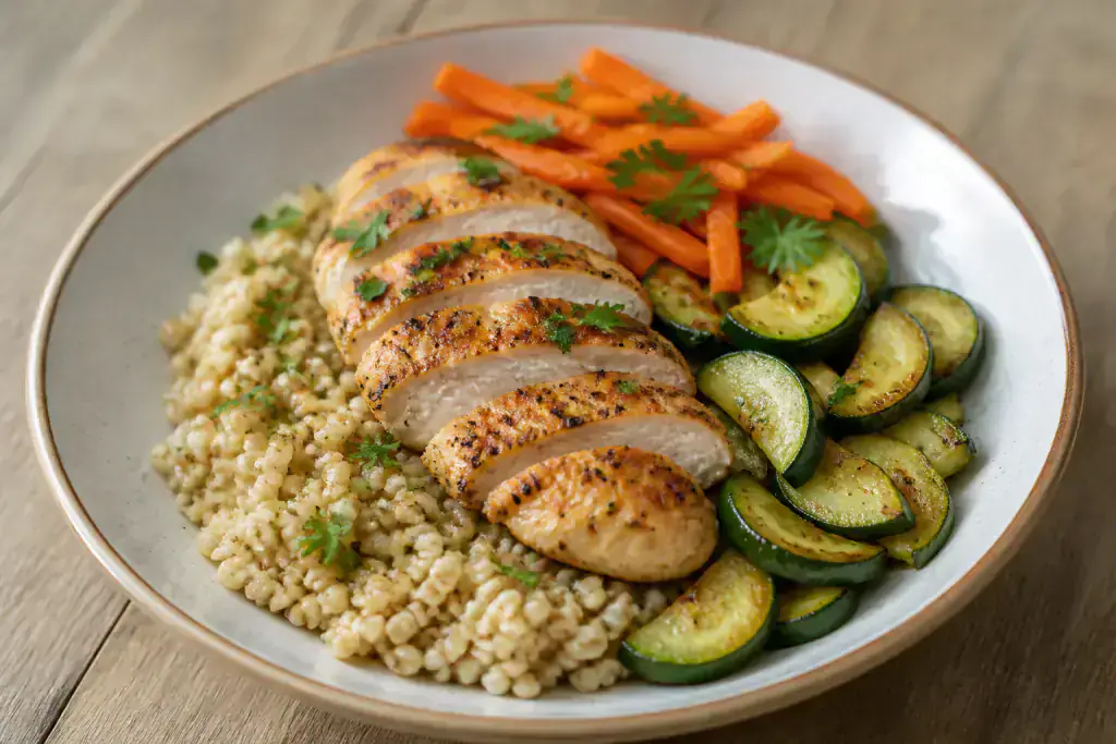 Peruvian Fatty-Liver-Caution Chicken Oat Vegetable Bowl