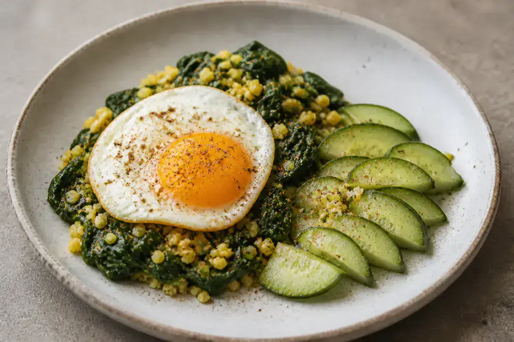 Peruvian PCOS-Friendly Egg Millet Spinach Breakfast