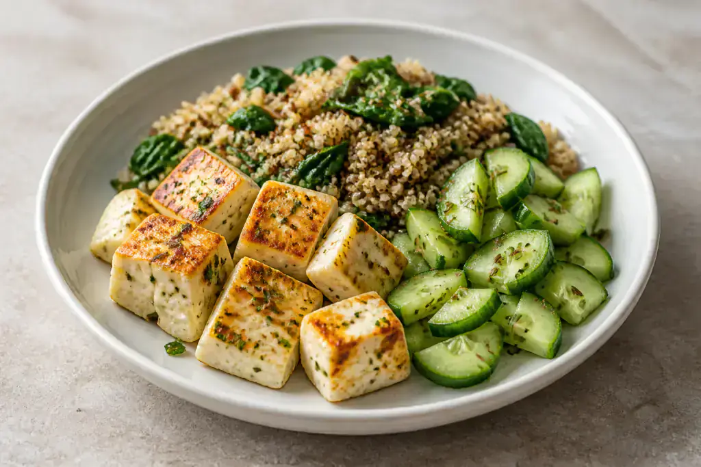 Portuguese Osteoporosis-Support Paneer Quinoa Cucumber Plate