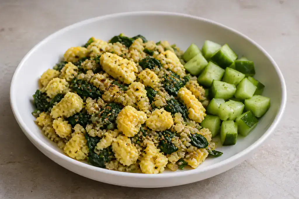 Portuguese PCOS-Friendly Egg Millet Spinach Breakfast