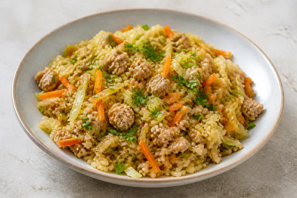 Provencal-Inspired Hypertension-Friendly Turkey Brown Rice Cabbage Bowl