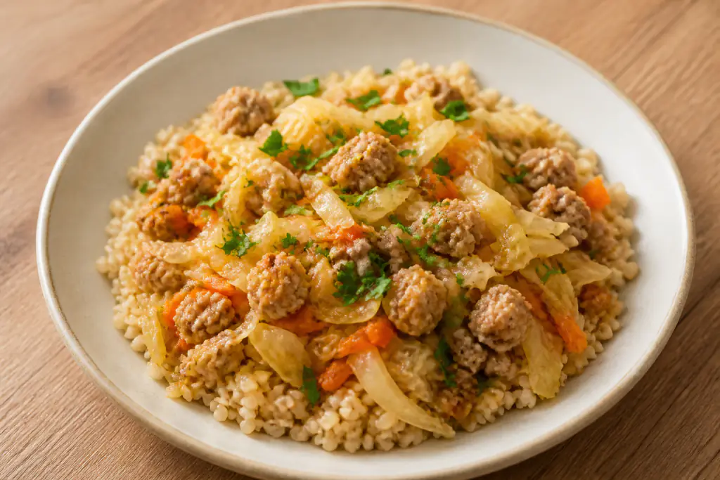 Romanian-Inspired Hypertension-Friendly Turkey Brown Rice Cabbage Bowl