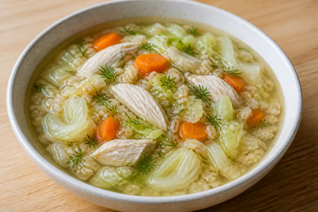 Salvadoran-Inspired Hypertension-Friendly Chicken Oat Cabbage Soup