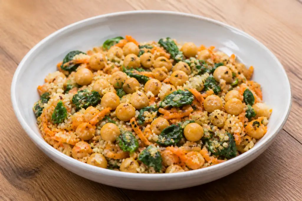 Salvadoran-Inspired Vegan Chickpea Quinoa Carrot Bowl