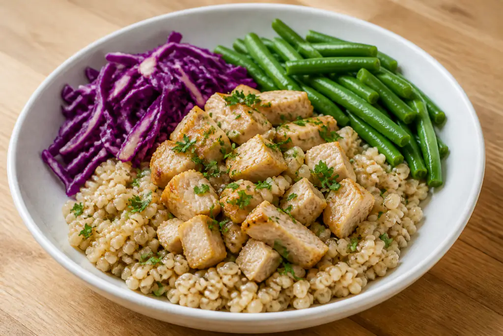 Samoan-Inspired Diabetes-Friendly Chicken Barley Green Bean Bowl