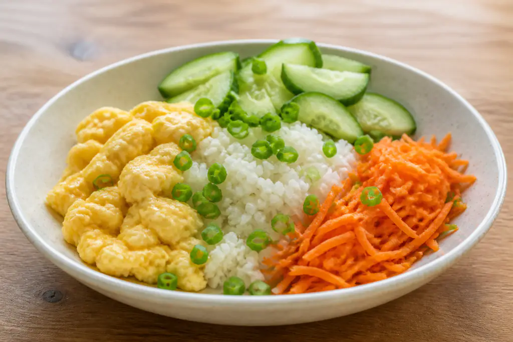 Samoan-Inspired Low-FODMAP-Style Egg Rice Carrot Bowl