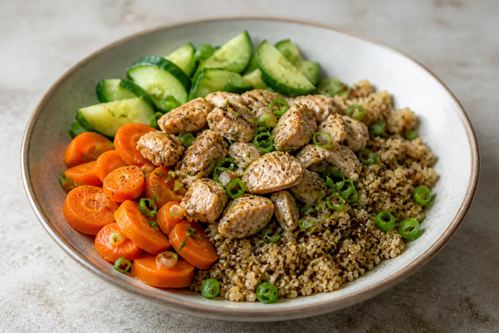 Saudi-Inspired Low-FODMAP-Style Turkey Quinoa Carrot Plate