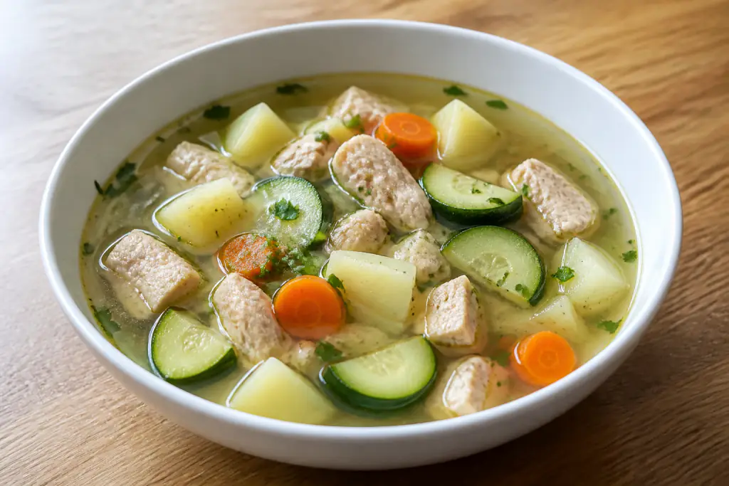 Serbian-Inspired GERD-Aware Turkey Potato Zucchini Soup