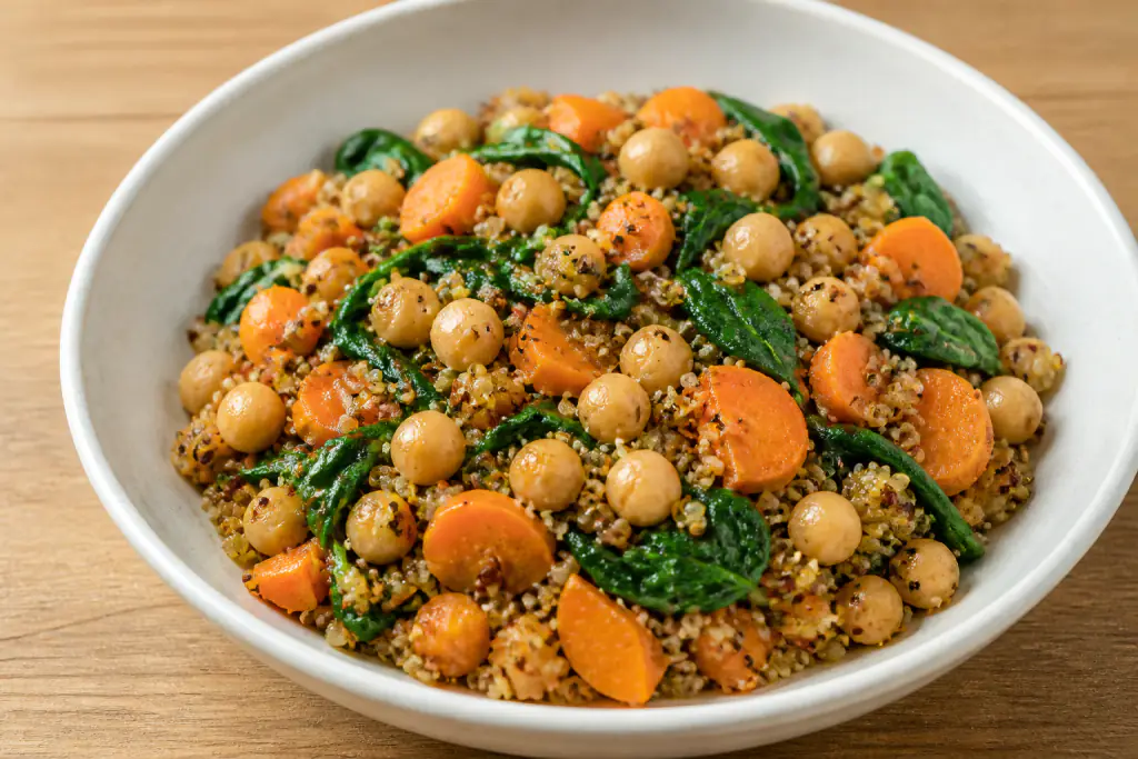 Serbian-Inspired Vegan Chickpea Quinoa Carrot Bowl