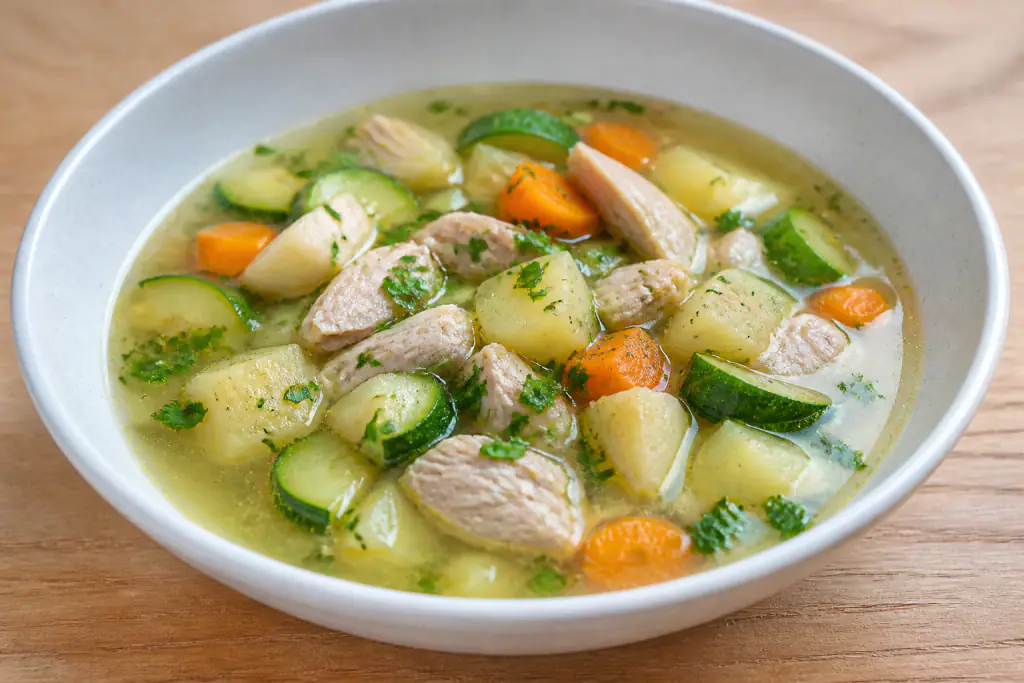 Slovenian-Inspired GERD-Aware Turkey Potato Zucchini Soup