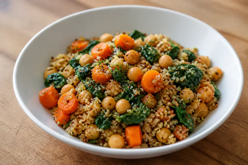 Slovenian-Inspired Vegan Chickpea Quinoa Carrot Bowl