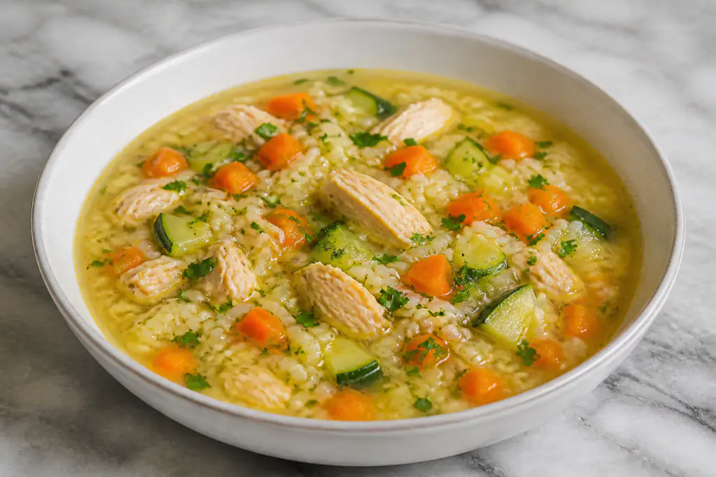 Somali-Inspired GERD-Aware Chicken Rice Carrot Soup