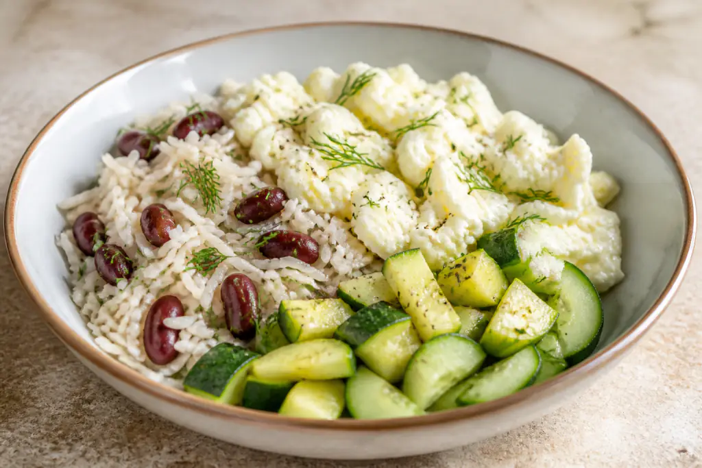 South African-Inspired Kidney-Caution Egg White Rice Zucchini Bowl