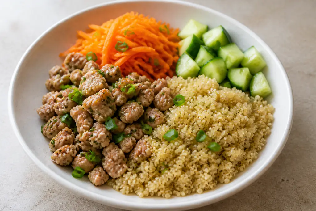 Sudanese-Inspired Low-FODMAP-Style Turkey Quinoa Carrot Plate