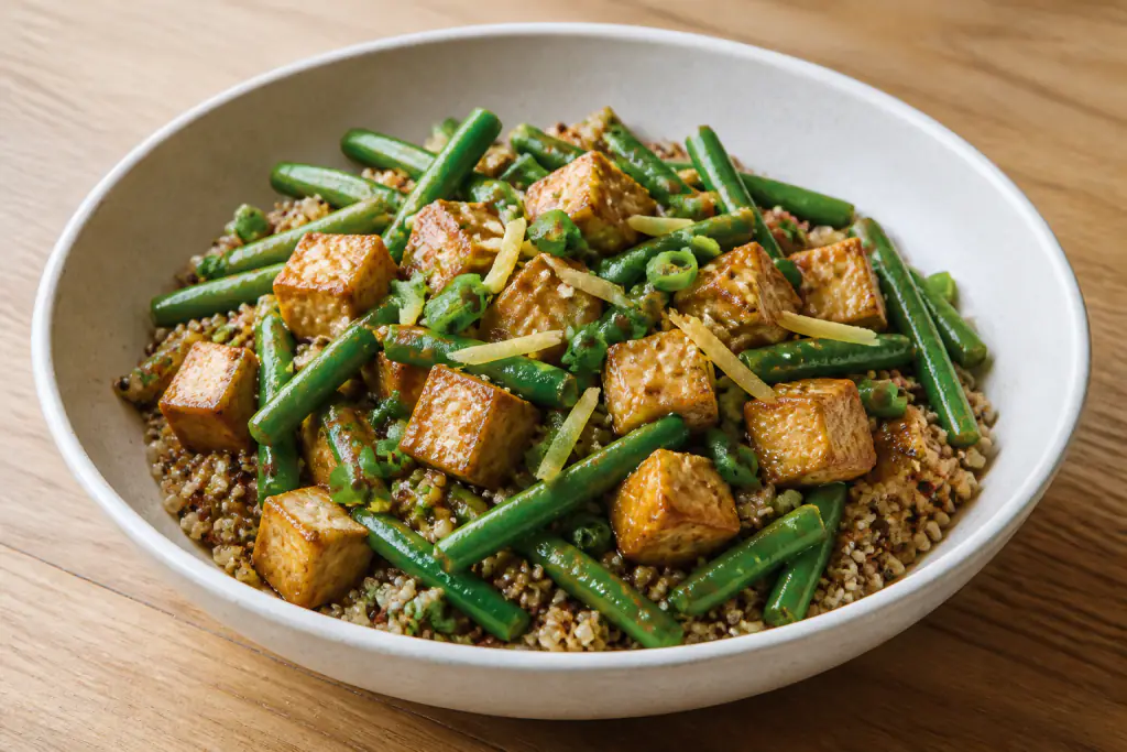 Swedish-Inspired Diabetes-Friendly Tofu Quinoa Green Bean Bowl