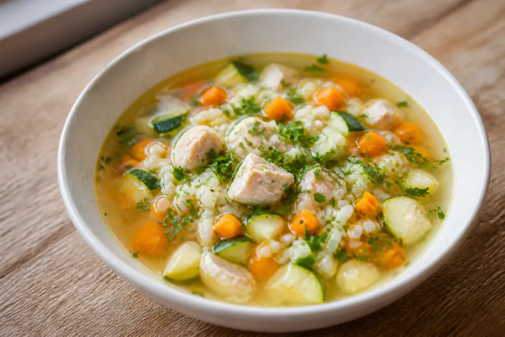 Swedish-Inspired GERD-Aware Chicken Rice Carrot Soup