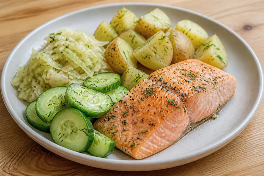 Swedish-Inspired Heart-Healthy Salmon Potato Cabbage Plate