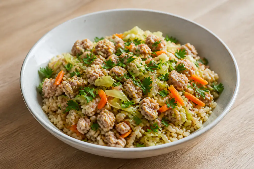 Swedish-Inspired Hypertension-Friendly Turkey Brown Rice Cabbage Bowl