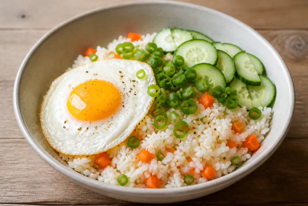 Swiss-Inspired Low-FODMAP-Style Egg Rice Carrot Bowl