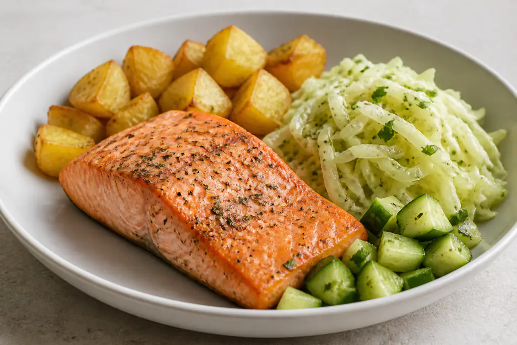 Syrian-Inspired Heart-Healthy Salmon Potato Cabbage Plate