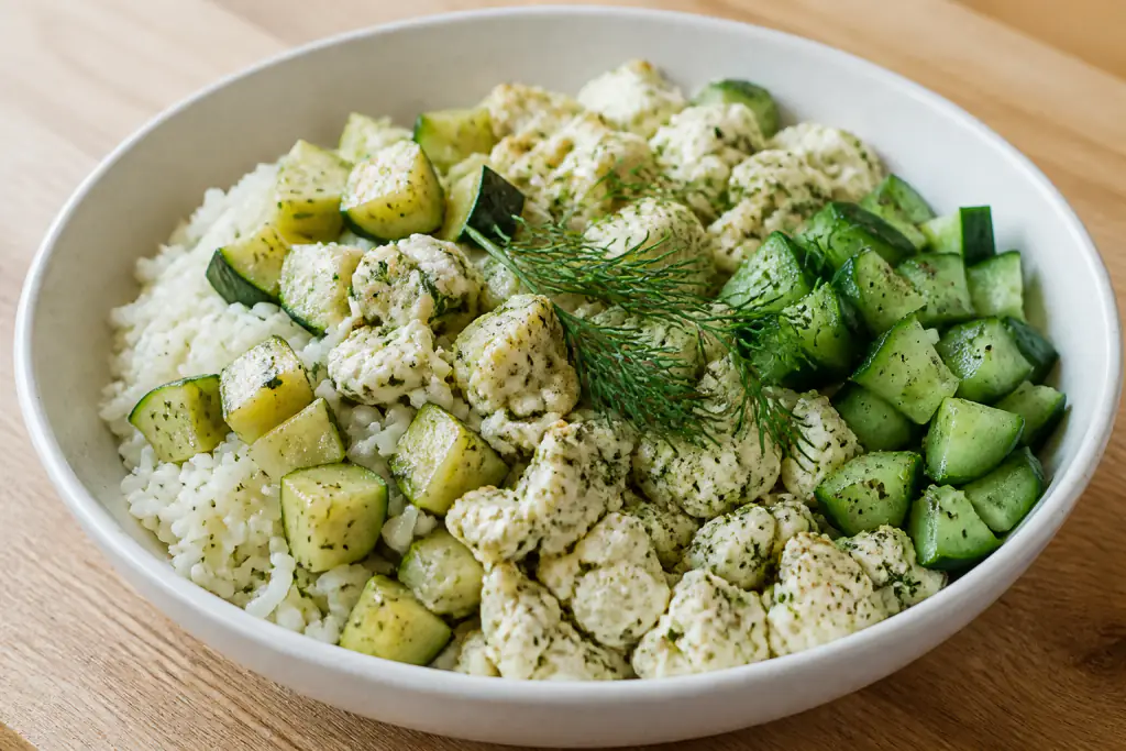 Syrian-Inspired Kidney-Caution Egg White Rice Zucchini Bowl