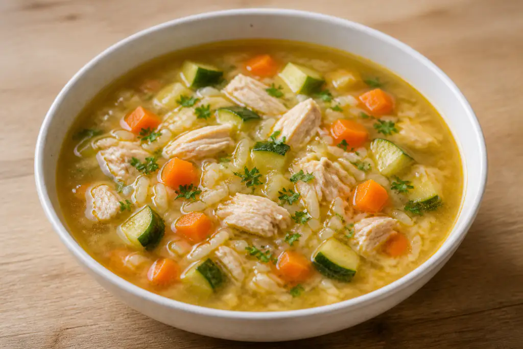 Tanzanian-Inspired GERD-Aware Chicken Rice Carrot Soup