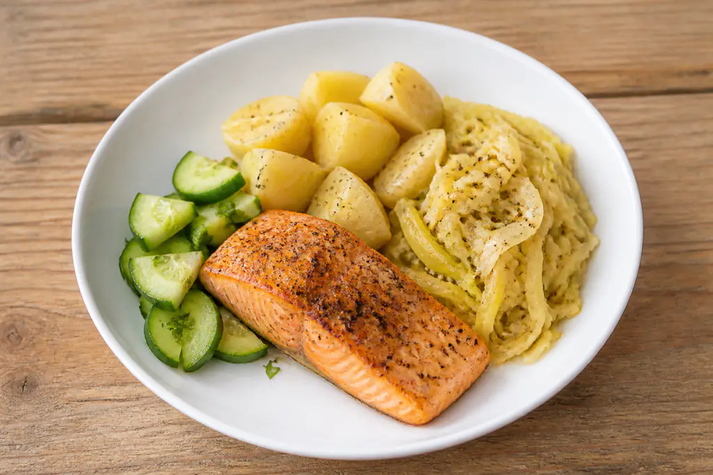 Tanzanian-Inspired Heart-Healthy Salmon Potato Cabbage Plate