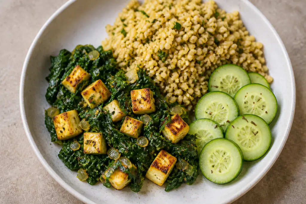 Tanzanian-Inspired PCOS-Friendly Paneer Millet Spinach Plate