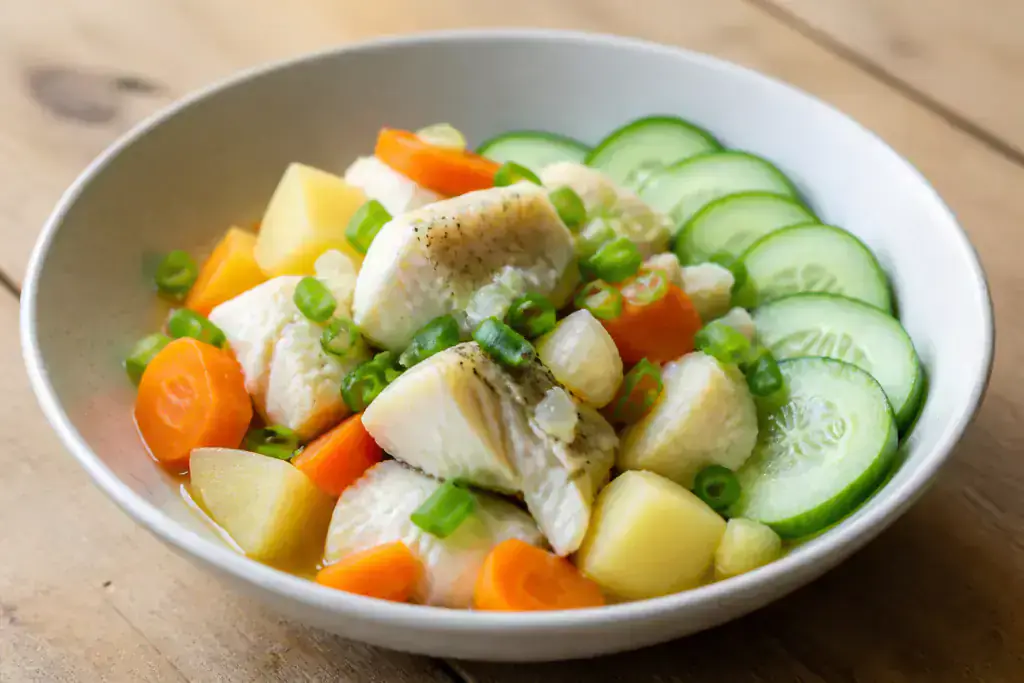 Thai Low-FODMAP-Style Fish Potato Carrot Bowl