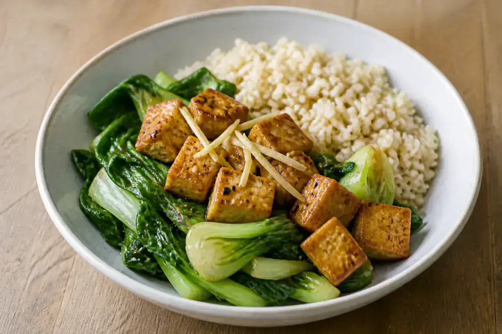 Turkish Diabetes-Friendly Tofu Brown Rice Bok Choy Bowl