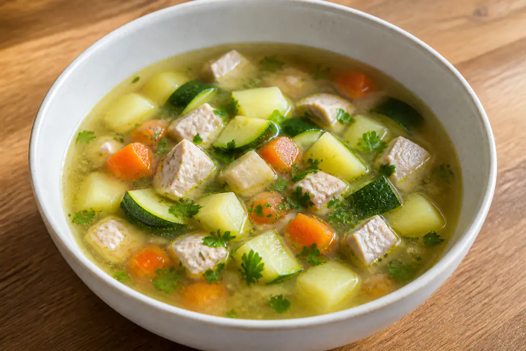 Ukrainian-Inspired GERD-Aware Turkey Potato Zucchini Soup