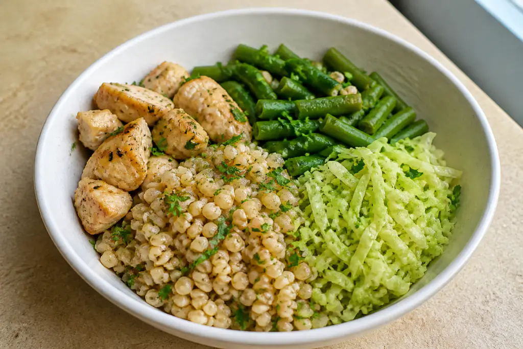 Venezuelan-Inspired Diabetes-Friendly Chicken Barley Green Bean Bowl