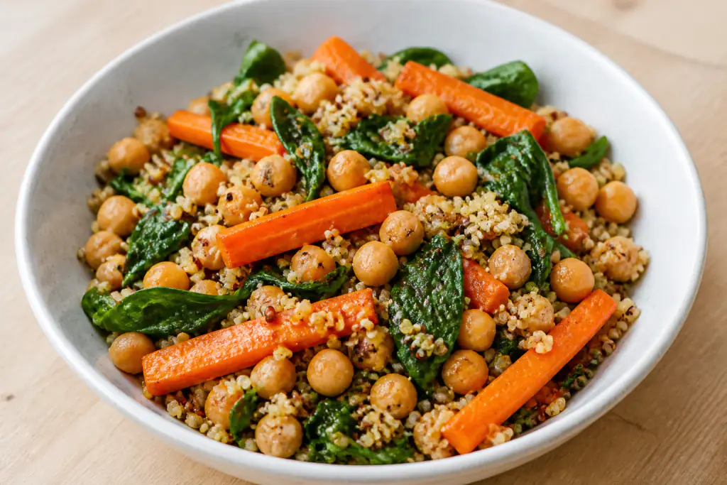 Venezuelan-Inspired Vegan Chickpea Quinoa Carrot Bowl