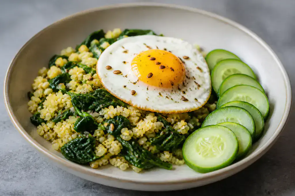 Vietnamese PCOS-Friendly Egg Millet Spinach Breakfast