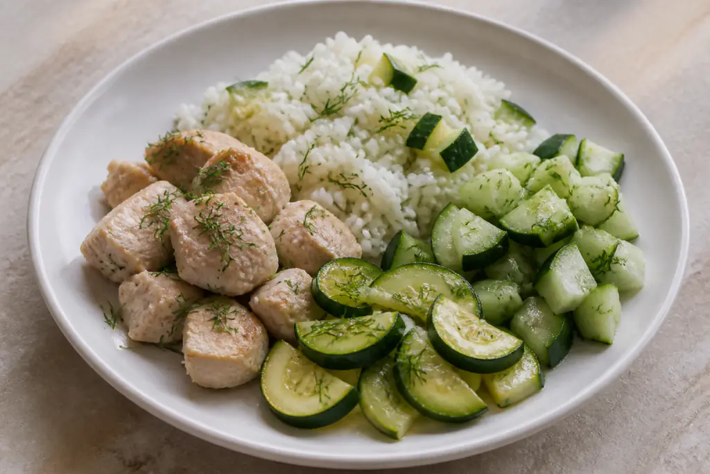 Yucatecan-Inspired Kidney-Caution Chicken Rice Cucumber Plate